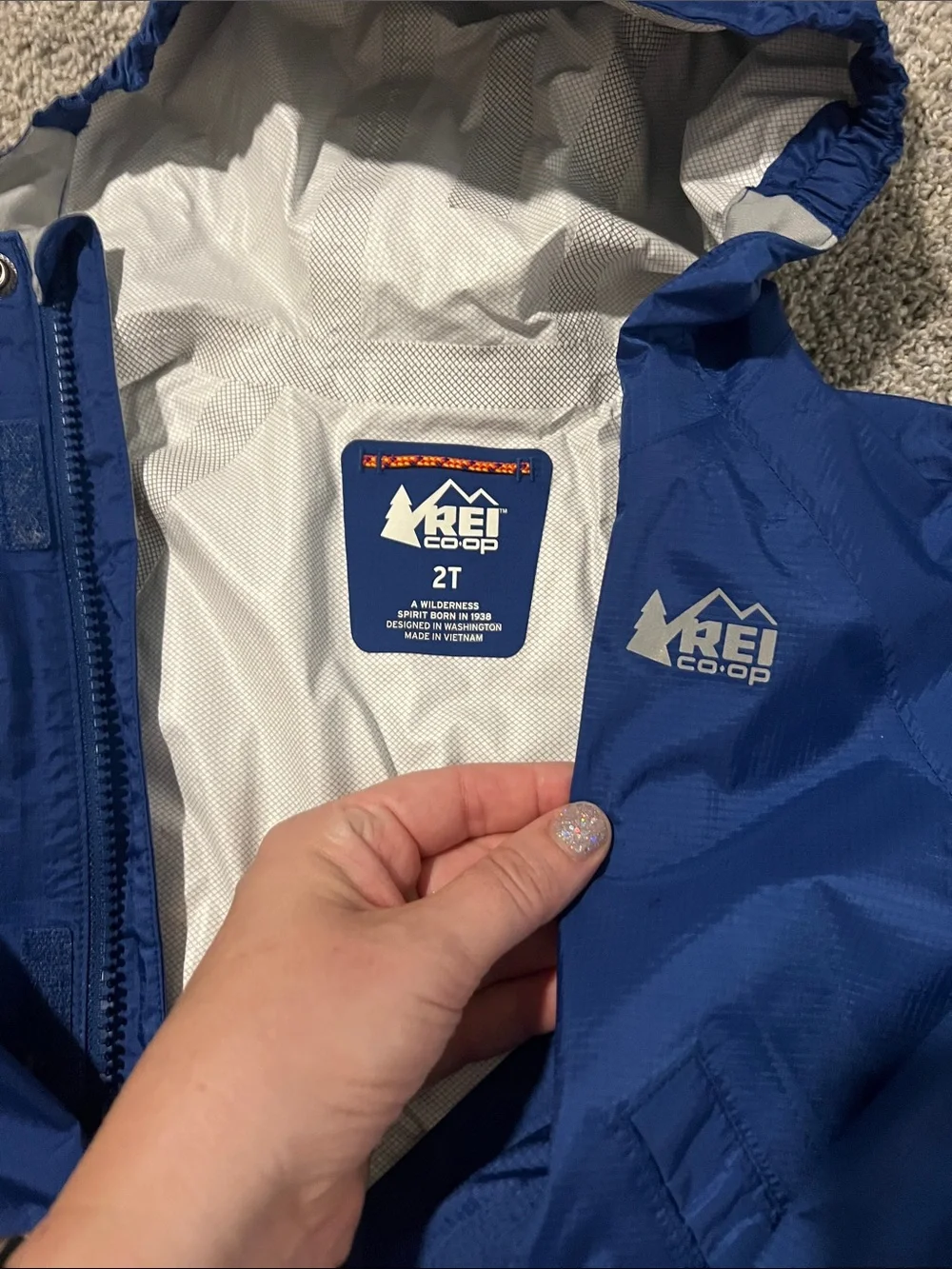 REI Royal Blue Kids' Hooded Raincoat